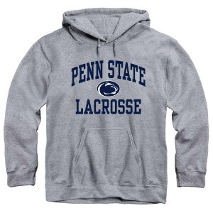 heather gray hooded sweatshirt with Penn State Lacrosse